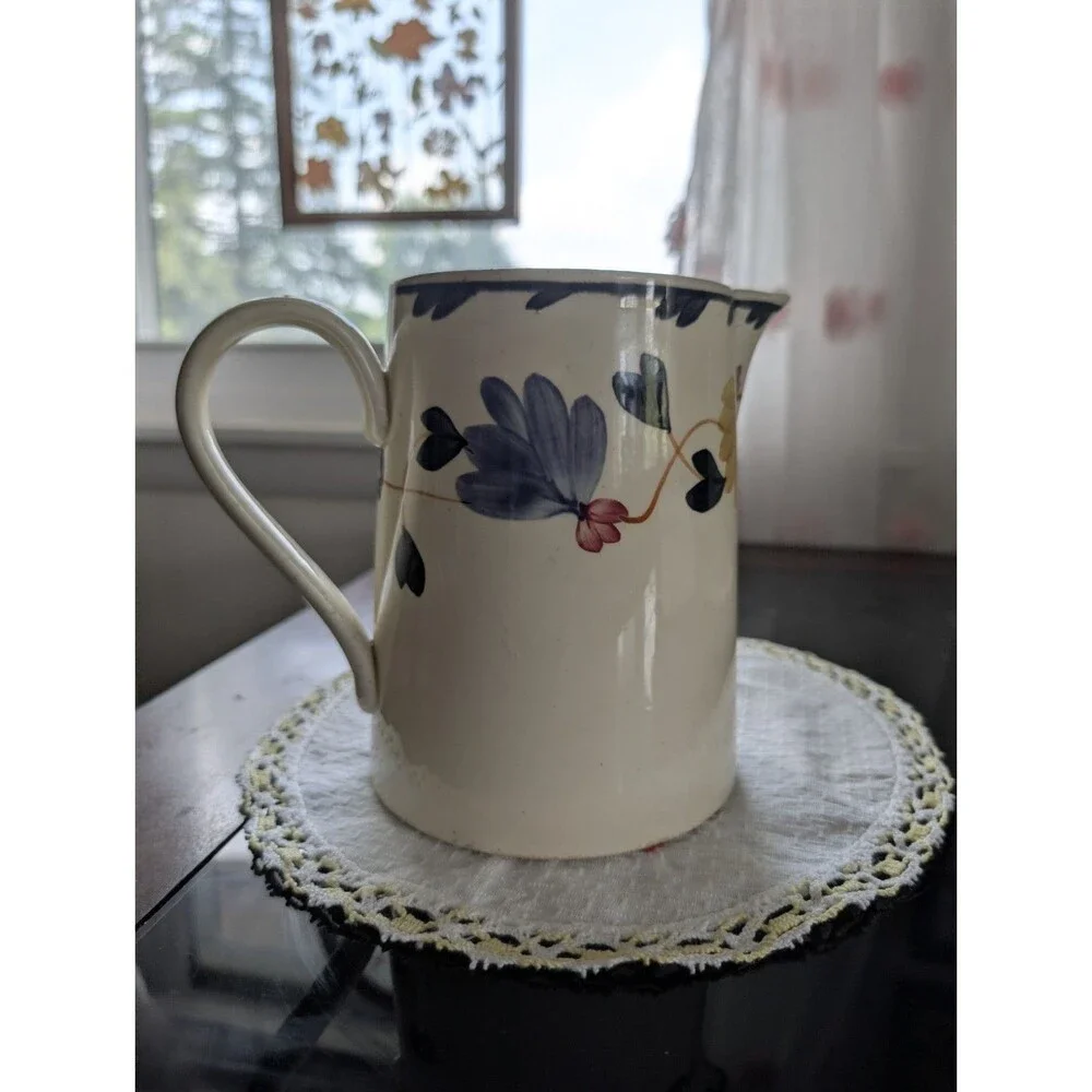 Societe Ceramique Maestricht Pitcher Antique 1920's Dutch Holland Floral 6.25